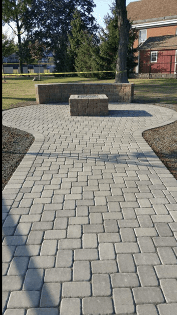 Keystone paver of an outdoor space